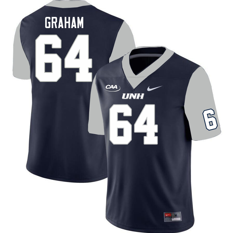 New Hampshire Wildcats #64 Brendan Graham College Football Jerseys Stitched Sale-Navy